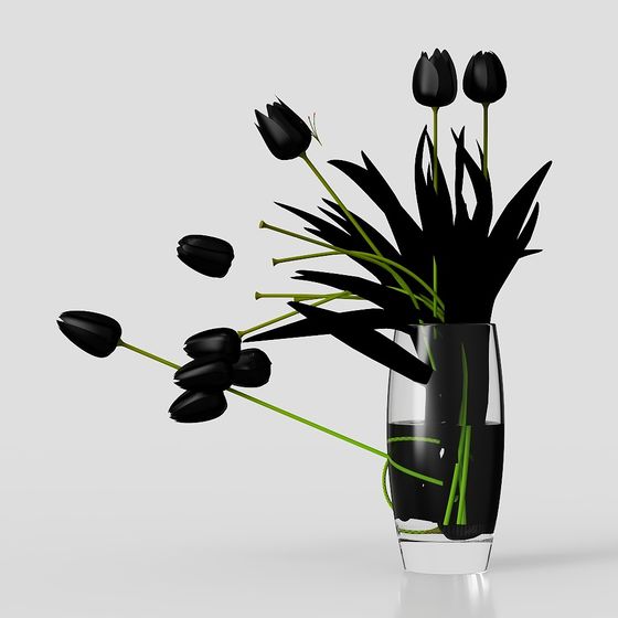 Black Tulip Vase 3D model in Minimalist Design