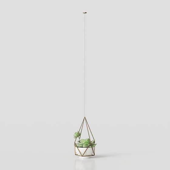 Hanging Green Plant Basket 3D model