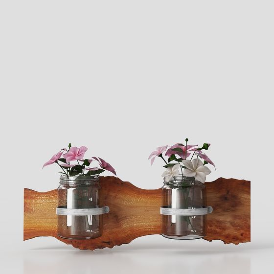 Stylish Low Poly Wood Board Vase 3D model