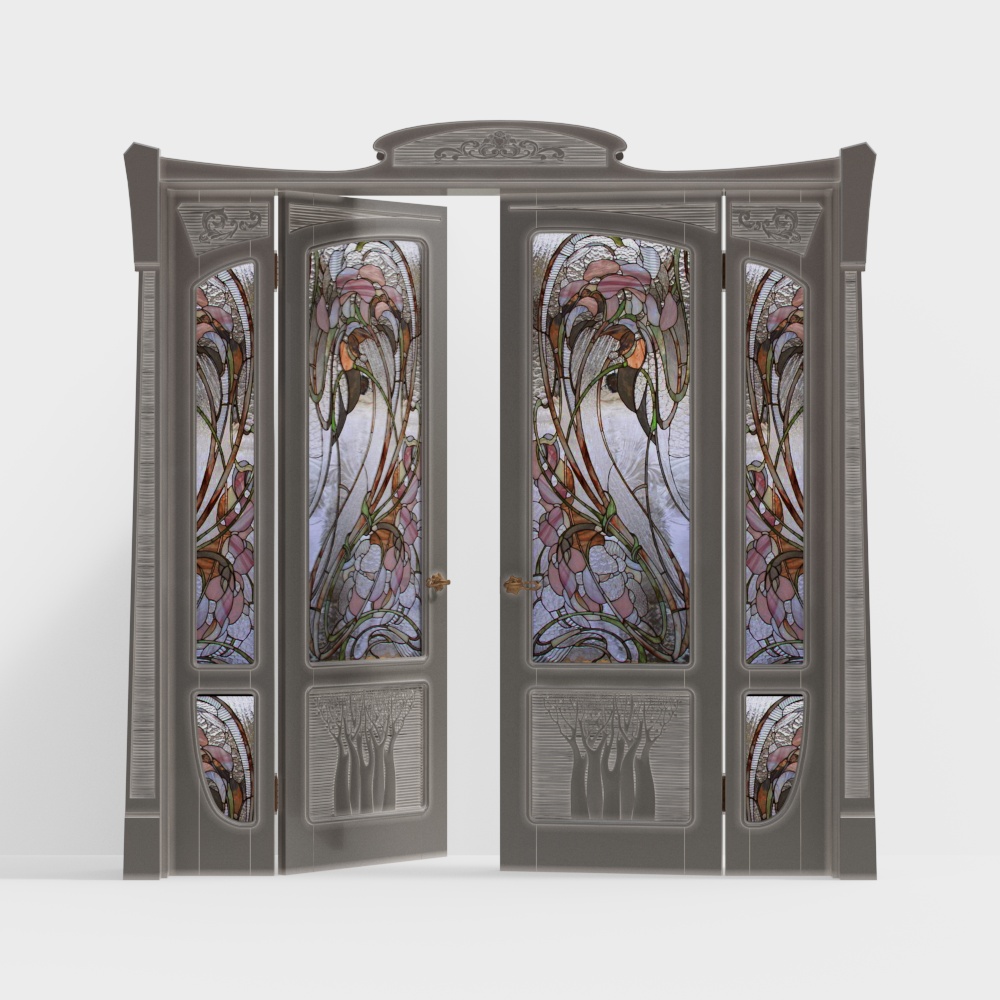 Puerta de vidrio tallado al estilo europeo