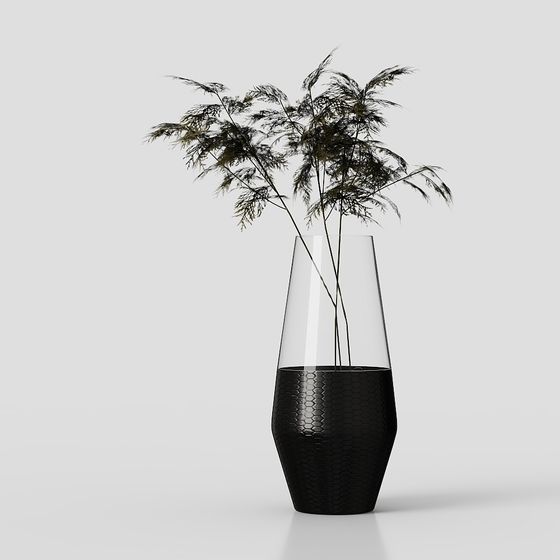 Glass Vase with Fern 3D model