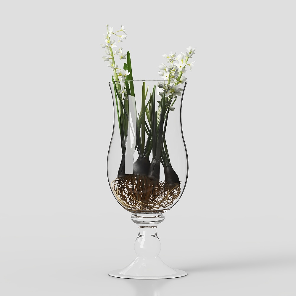 vaso ornamentale con piante verdi, fiori e foglie