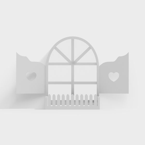 Minimalist Heart-Shaped Window 3D model