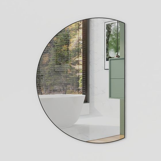 Elegant Half-Round Mirror 3D model for Modern Interiors