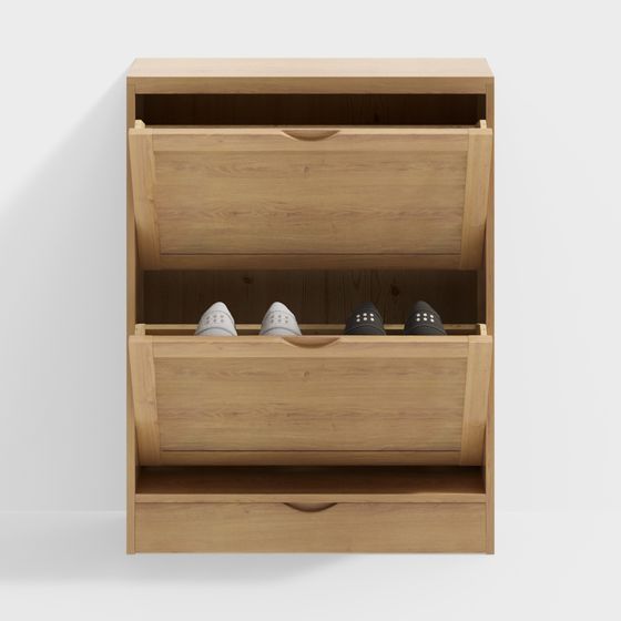 Minimalist Wooden Shoe Cabinet 3D model