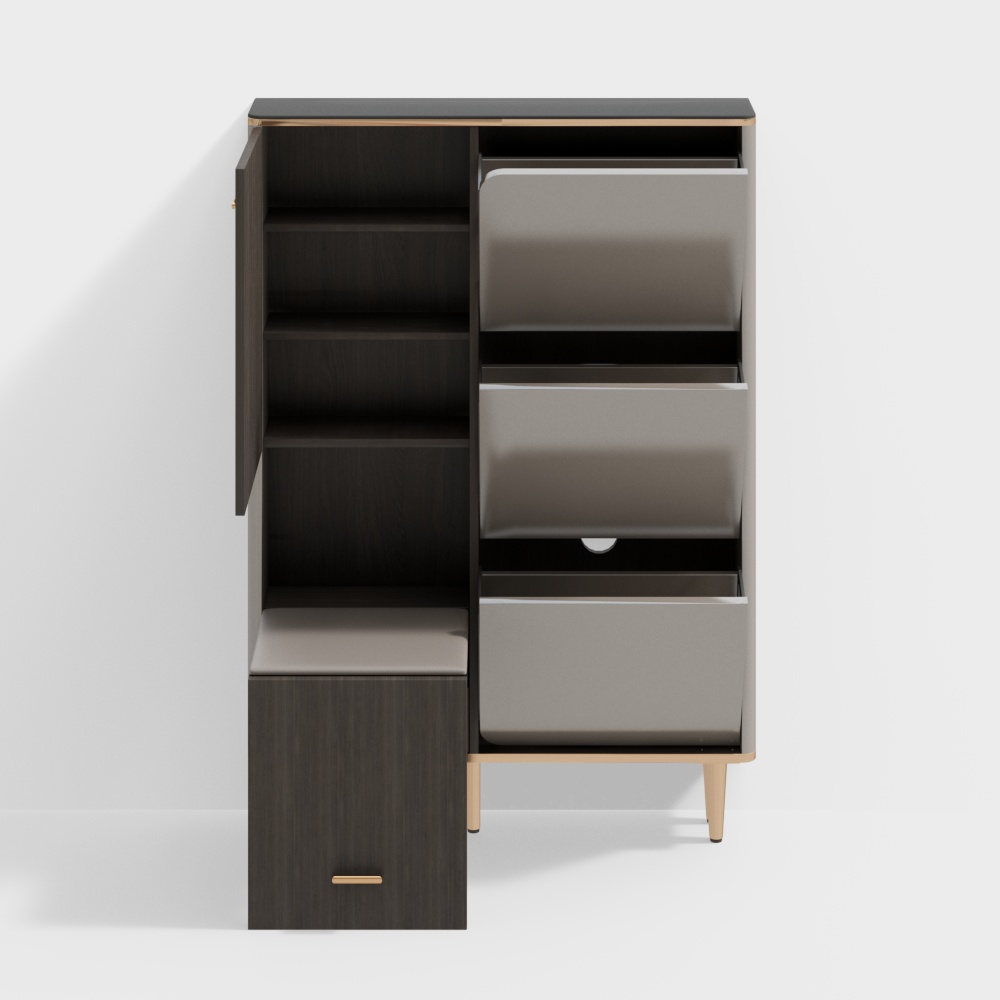 Modern diagonal shoe cabinet with seat