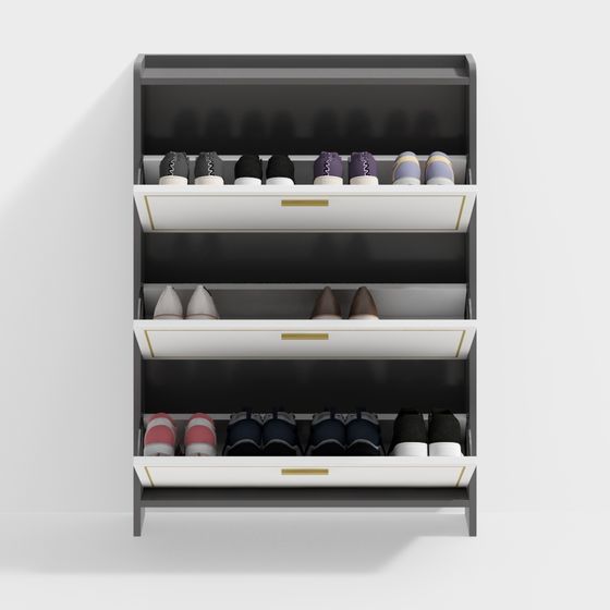 Stylish Low-Poly Shoe Cabinet 3D model