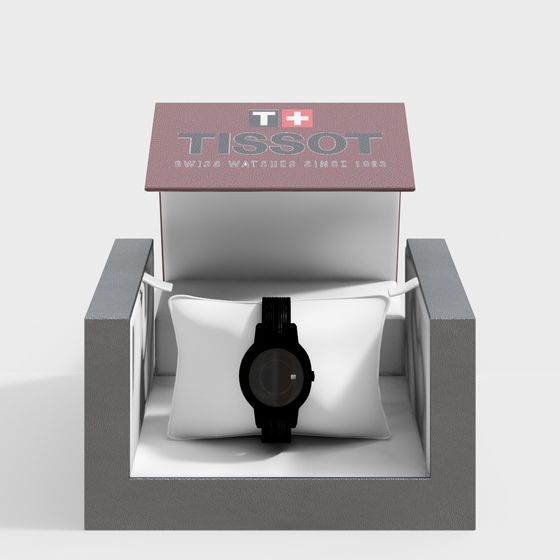 Elegant Tissot Watch 3D model in Display Case