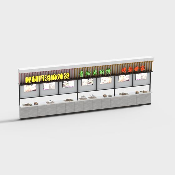 Lively Low-Poly Food Street Scene 3D model