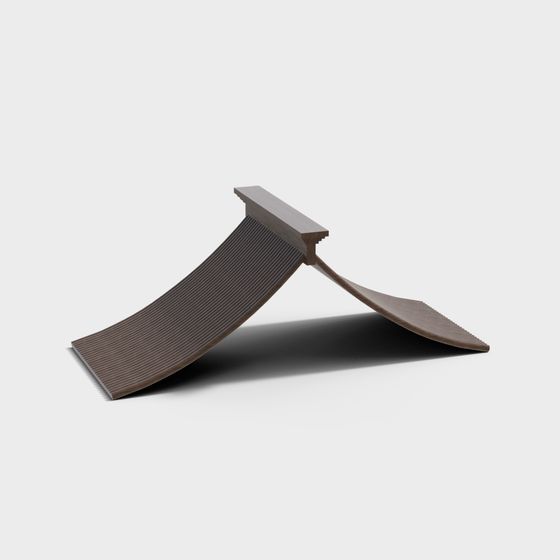 Curved Wooden Skateboard Ramp – Low-Poly Wood Model