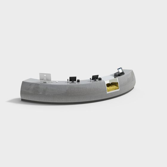 Curved Reception Desk 3D model for Modern Spaces