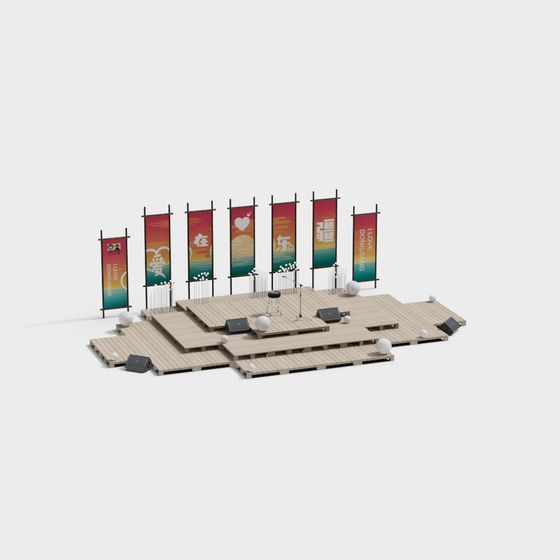 Creative Low-Poly Stage Design 3D model