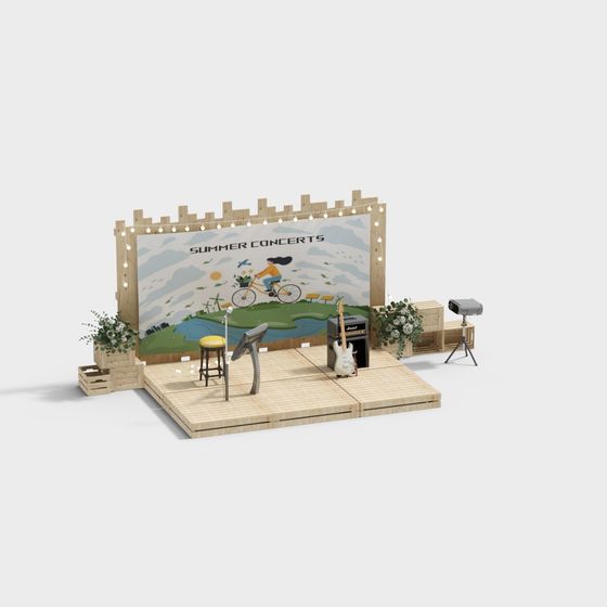 Summer Concert Stage 3D model for Creative Projects
