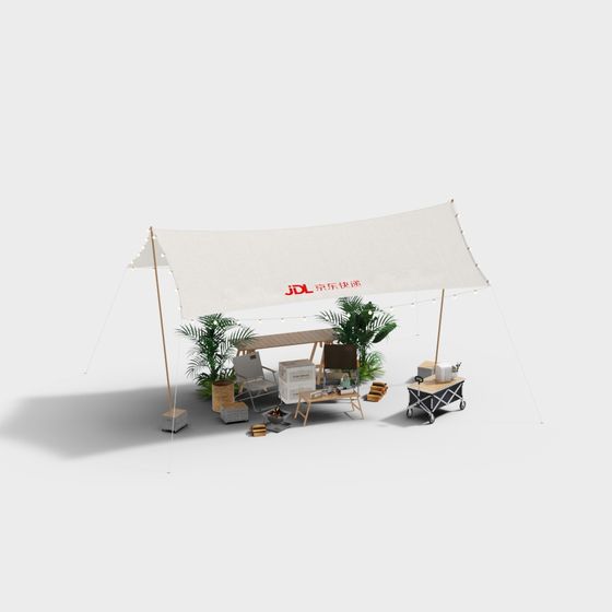 Low Poly Outdoor Camping Tent 3D model
