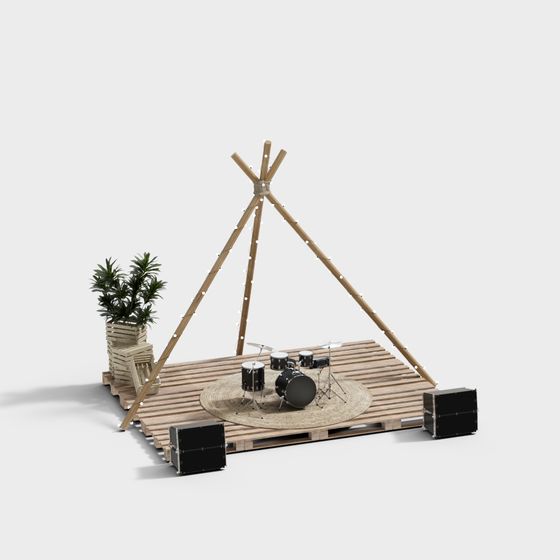 Boho Drum Stage 3D model