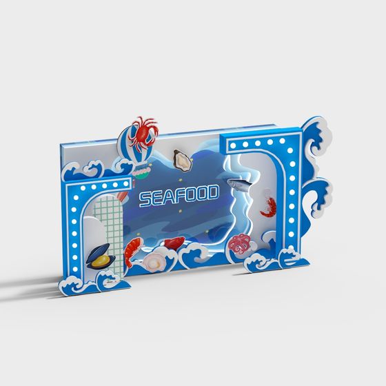 Seafood Frame 3D Model for Underwater Themes