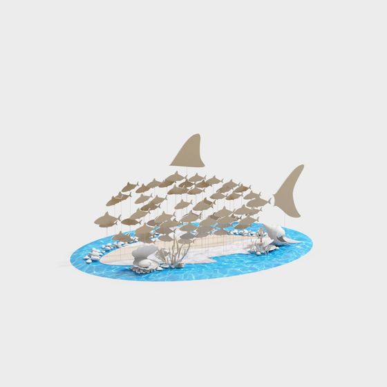 Coral Reef Fish School 3D model for Underwater Exploration