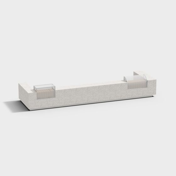 Functional Cinema Front Desk 3D Model in Gray