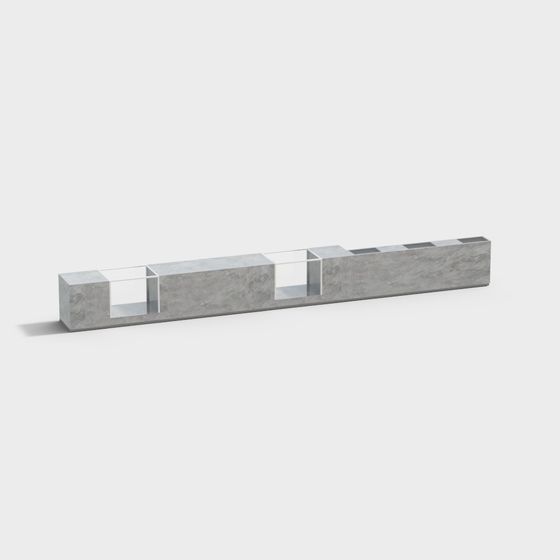 Gray Cinema Front Desk 3D Model for Retail Spaces