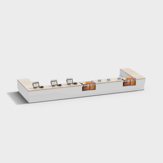 Cinema Front Desk 3D Model in Gray