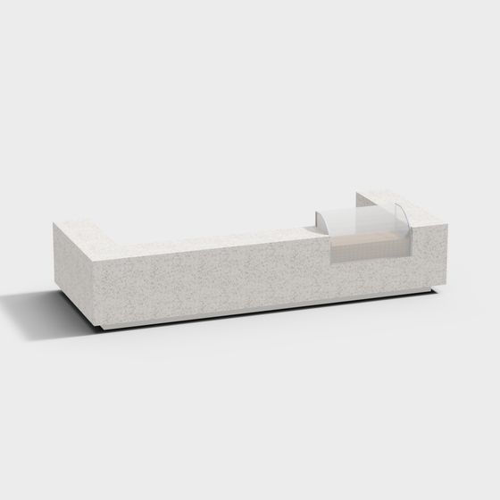 Cinema Front Desk 3D Model in Gray
