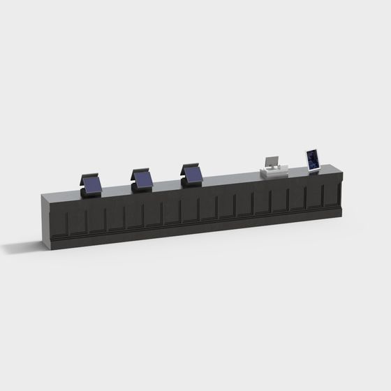 Cinema Front Desk 3D Model in Gray Finish