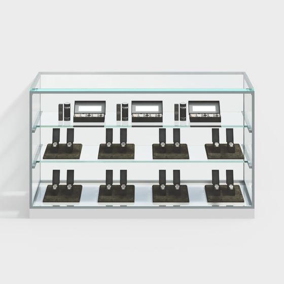 Sleek Low-Poly Display Cabinet 3D model for Modern Interiors