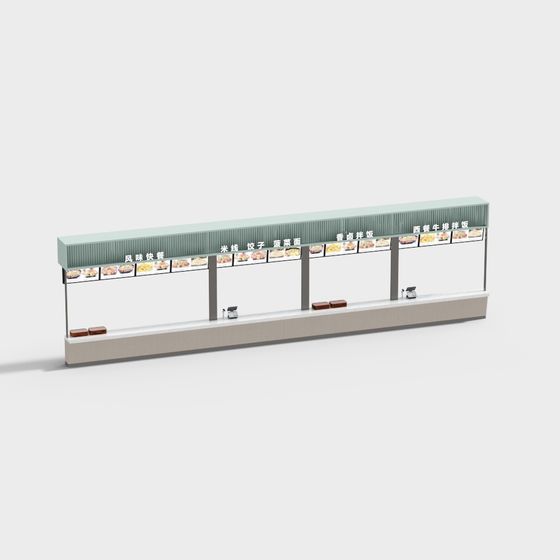 Vibrant Low Poly Fast Food Display Cabinet 3D model