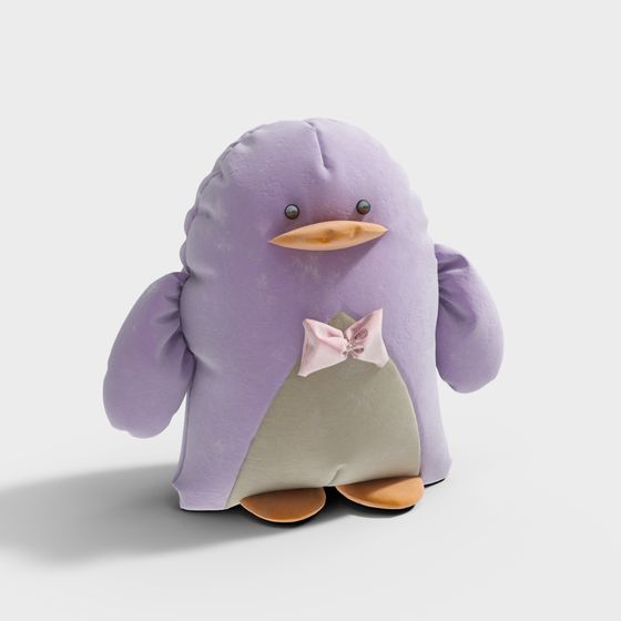 Cute 3D Model Penguin in Purple