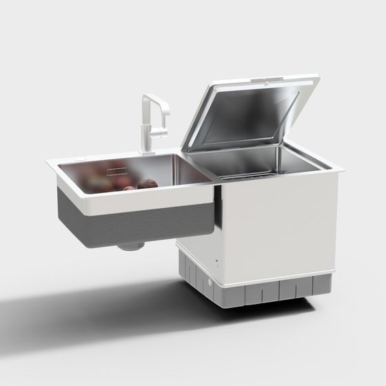 Stylish Low-Poly Kitchen Sink 3D model