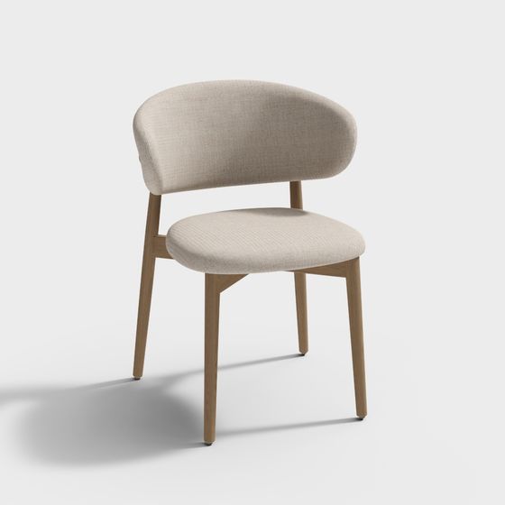 Dining Chair 3D Model in Beige without Arms
