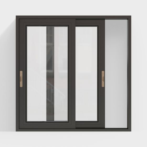 Minimalist Double Glass Door 3D model