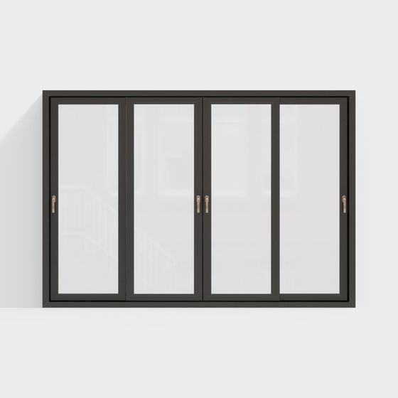 Sleek Modern Sliding Window 3D Model in Black