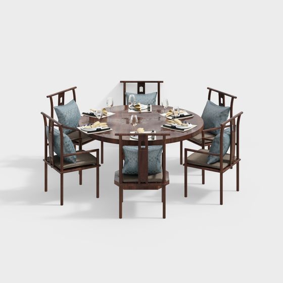 Elegant Dining Table and Chair 3D model