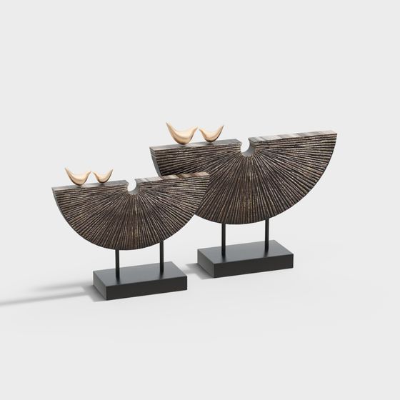 Artistic Fan-Shaped Low-Poly Sculpture 3D model