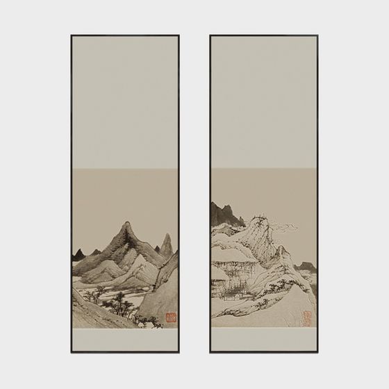 Ink Wash Mountain Landscape 3D model for Creative Projects