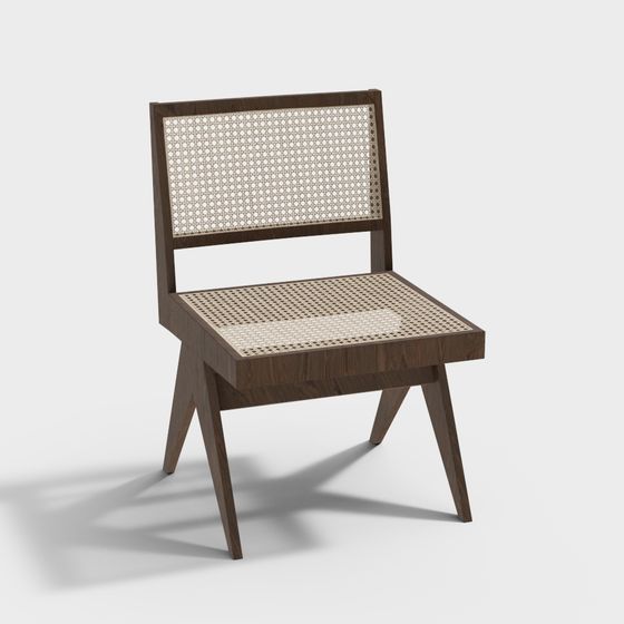 Modern Brown Dining Chair 3D Model