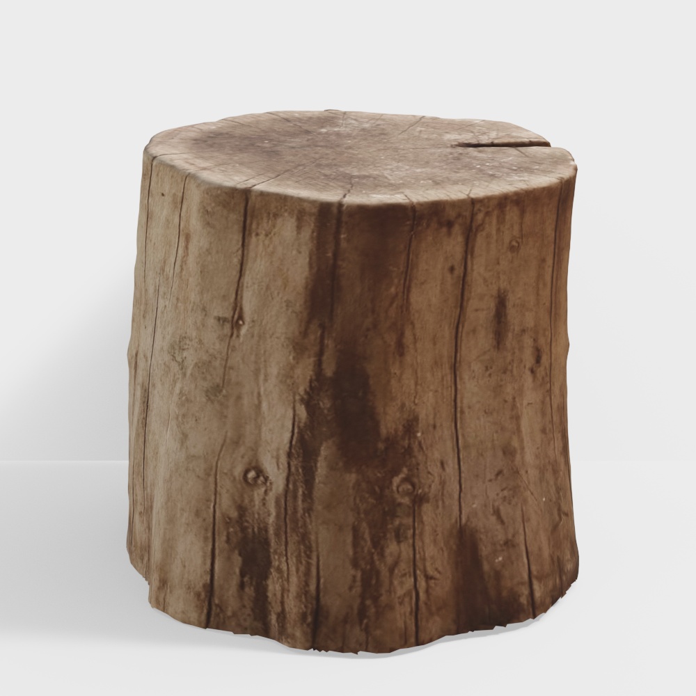 Natural Tree Stump 3D Model – Realistic Brown Textures
