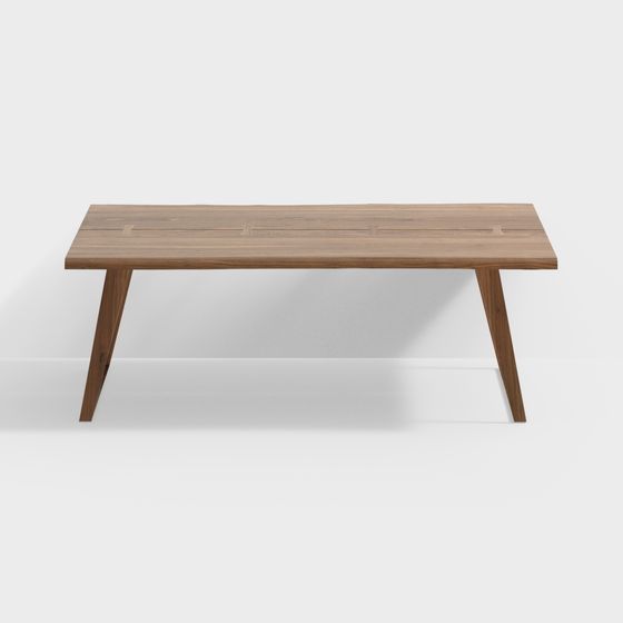 Modern Wood Style Dining Table 3D Model in Wood Color