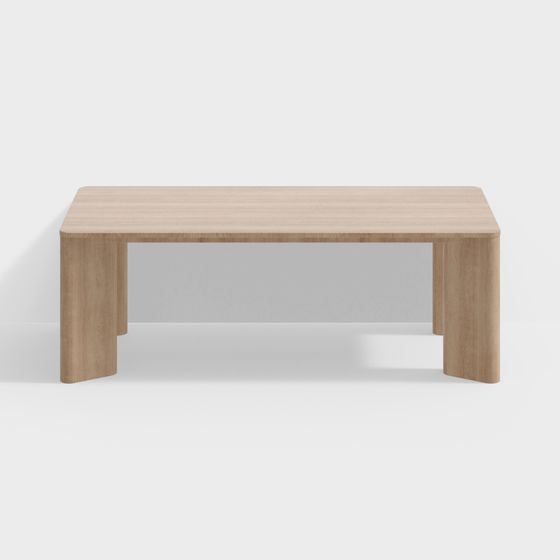 Wabi-Sabi Style Restaurant Dining Table 3D Model in Wood Color