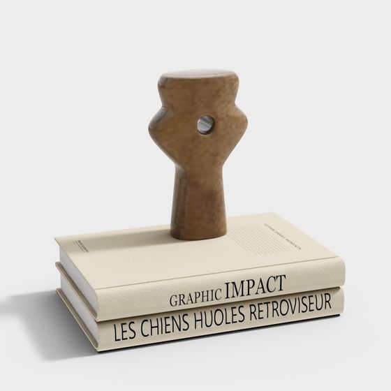 Wabi-Sabi Style Beige Book Ornaments 3D Model
