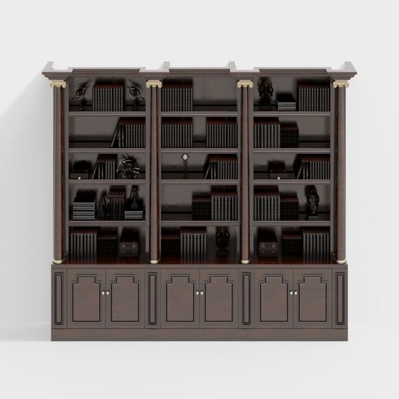 Classic Bookshelf 3D Model for Vintage Libraries