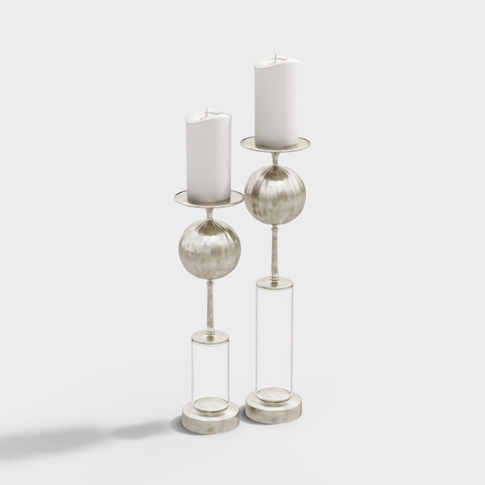 Elegant Low-Polygon Candleholder Set – Metallic & Glass