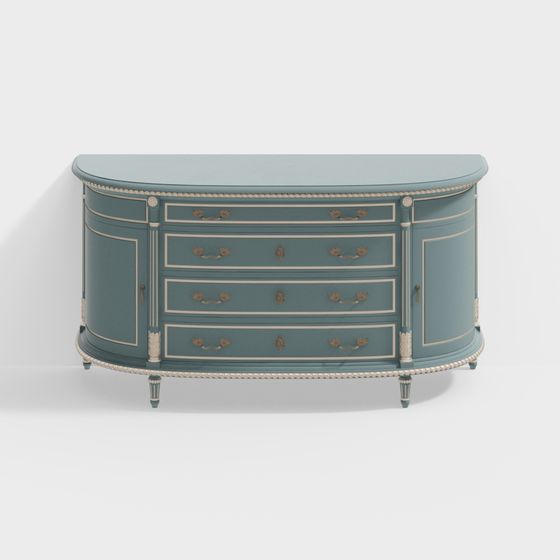 Elegant French Curved Cabinet 3D model