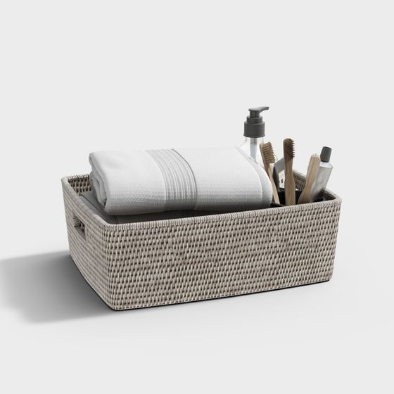 Stylish Bathroom Storage Basket 3D model for Modern Interiors