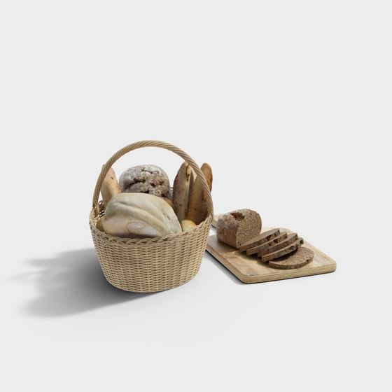 Bread Basket and Cutting Board 3D model