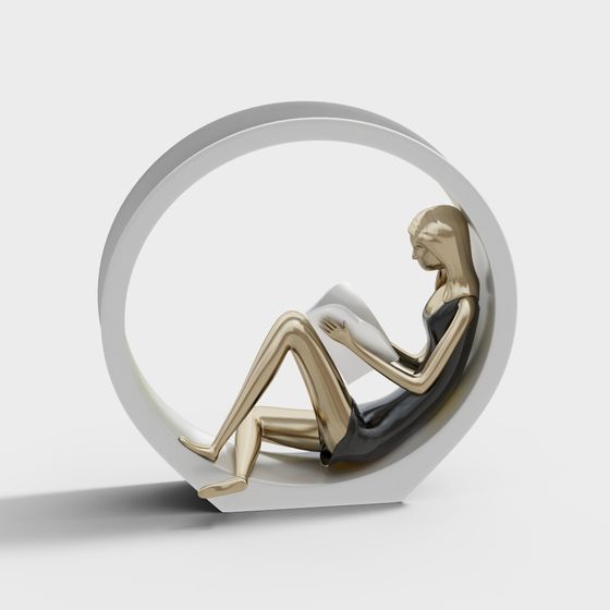 Reading Time Low-Poly 3D Model