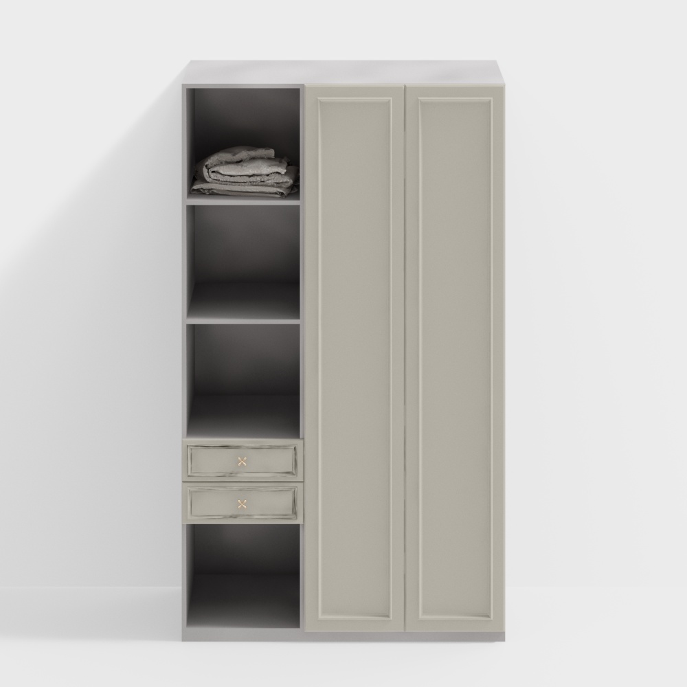 Stylish Minimalist Wardrobe 3D Model – Low Poly Design