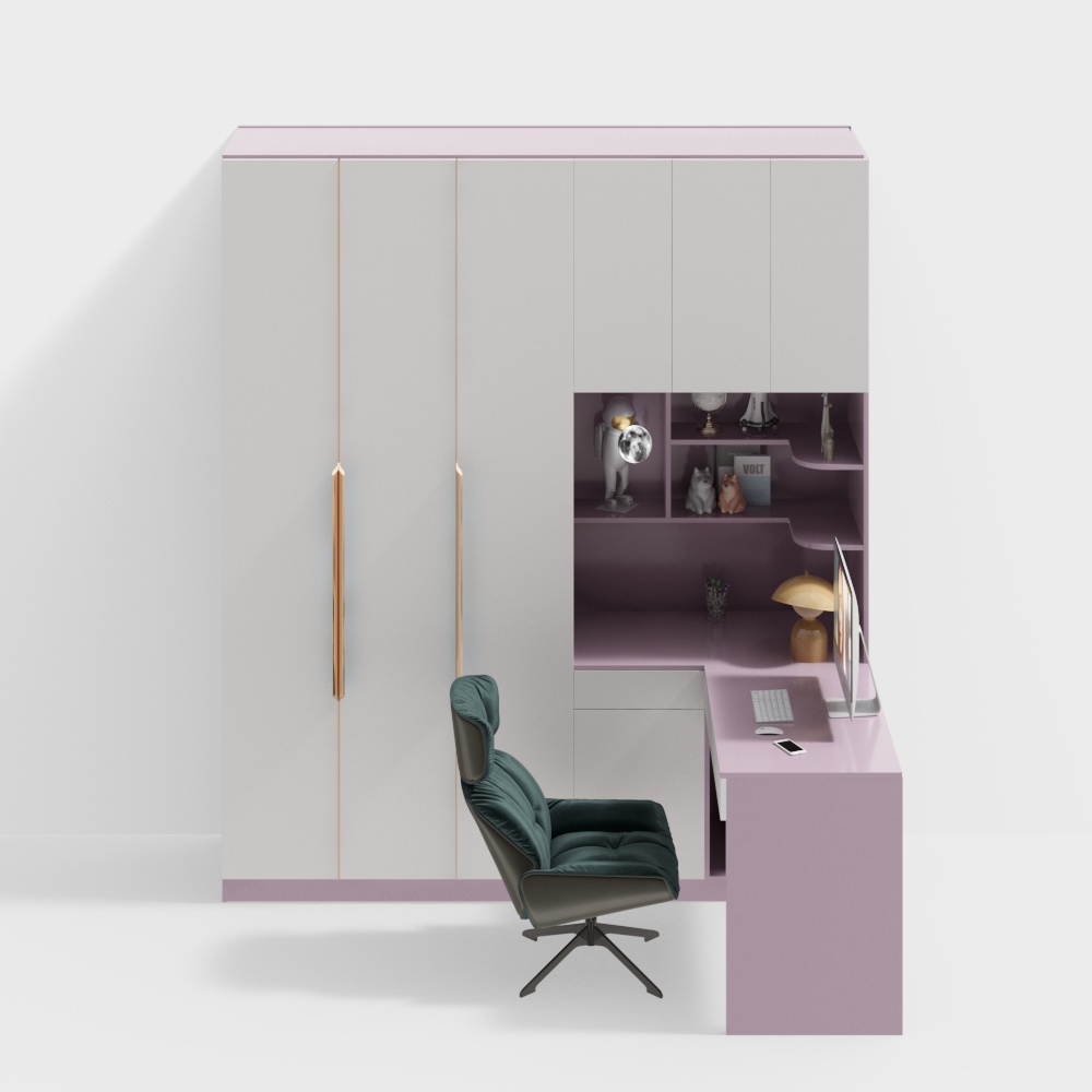 Modern wardrobe with corner desk