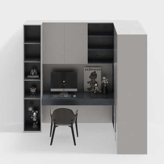 現代帶角落書桌的衣櫃